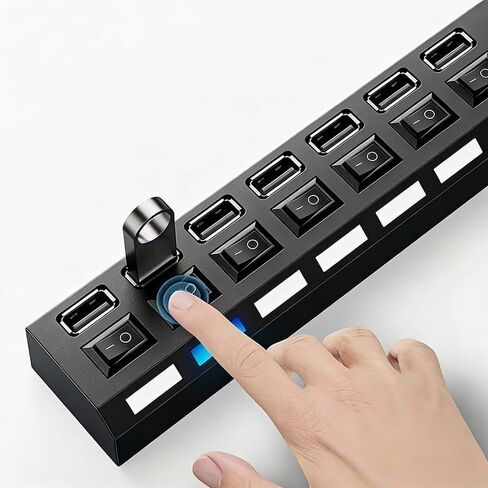 1pc High-Speed USB 2.0 Hub with Independent Switch, USB Hub, Laptop Power Adapter, Compatible with Laptop in Kuwait