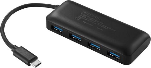 موزع USB-C بـ 4 منافذ من Insignia، نقل سريع للبيانات، موسع موزع USB لأجهزة الكمبيوتر المحمول، Xbox، محرك فلاش، HDD، وحدة التحكم، الطابعة، الكاميرا، MacBook، Surface، الكمبيوتر الشخصي، أسود in Kuwait