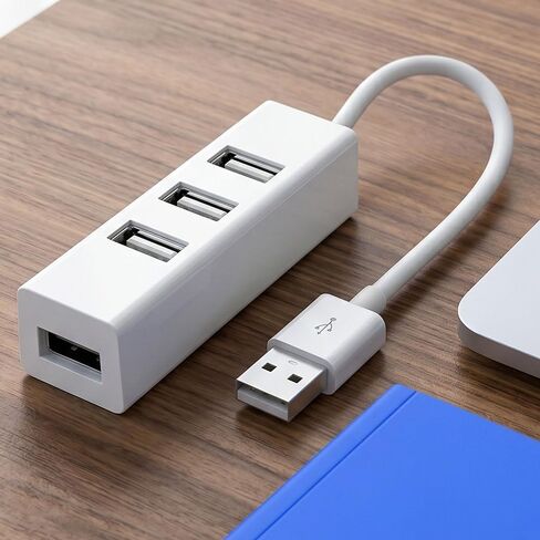 USB Hub Multiport Adapter, 4 Port USB A Splitter with USB 2.0, 5Gbps Data Transfer Compatible with Phone, Keyboard, Mouse, HDD, White in Kuwait