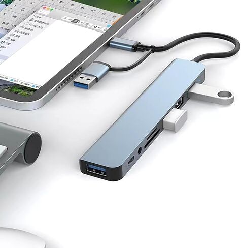 موزع موزع USB، موسع موزع متعدد المنافذ، وصلة وصل 8 في 1 لأجهزة الكمبيوتر المحمول، الكمبيوتر الشخصي، بطاقة SD/TF in Kuwait