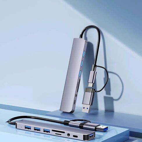 موزع موزع USB، موسع موزع متعدد المنافذ، وصلة وصل 8 في 1 لأجهزة الكمبيوتر المحمول، الكمبيوتر الشخصي، بطاقة SD/TF in Kuwait