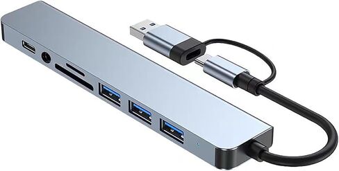 موزع موزع USB، موسع موزع متعدد المنافذ، وصلة وصل 8 في 1 لأجهزة الكمبيوتر المحمول، الكمبيوتر الشخصي، بطاقة SD/TF in Kuwait
