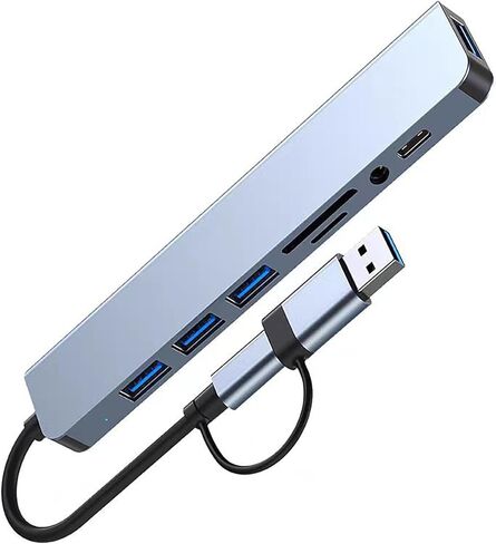موزع موزع USB، موسع موزع متعدد المنافذ، وصلة وصل 8 في 1 لأجهزة الكمبيوتر المحمول، الكمبيوتر الشخصي، بطاقة SD/TF in Kuwait