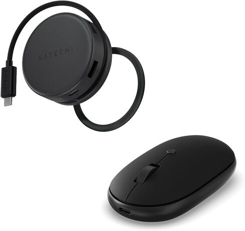 محور Satechi OntheGo 7 في 1 USB-C وماوس بلوتوث مع بطارية USB C قابلة لإعادة الشحن، صغير الحجم ومحمول لأجهزة الكمبيوتر المحمول والكمبيوتر اللوحي وأجهزة Mac وWindows in Kuwait