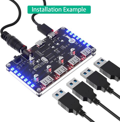 إصدار جديد من 4 منافذ USB 2.0 مع 3528 مصباح LED ملون وطاقة مساعدة للكمبيوتر الشخصي والكمبيوتر المحمول ولوحة المفاتيح والماوس ومحركات الأقراص الصلبة، متوافق مع أنظمة التشغيل Windows وMac OS X وLinux in Kuwait