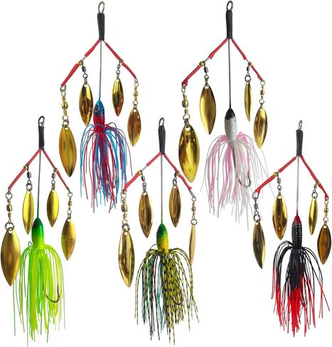 5Pcs Bass Spinner Baits, Spinner Baits for Bass Fishing Hard Metal Buzzbait High-Reflective Alabama Swimbait for Trout Salmon Pike in Kuwait