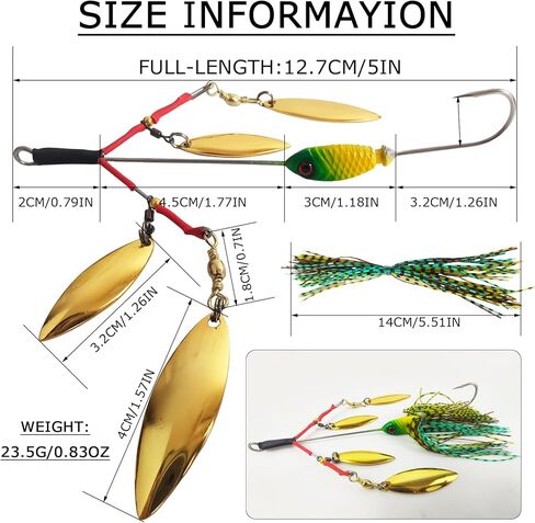 5Pcs Bass Spinner Baits, Spinner Baits for Bass Fishing Hard Metal Buzzbait High-Reflective Alabama Swimbait for Trout Salmon Pike in Kuwait