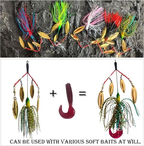 5Pcs Bass Spinner Baits, Spinner Baits for Bass Fishing Hard Metal Buzzbait High-Reflective Alabama Swimbait for Trout Salmon Pike in Kuwait