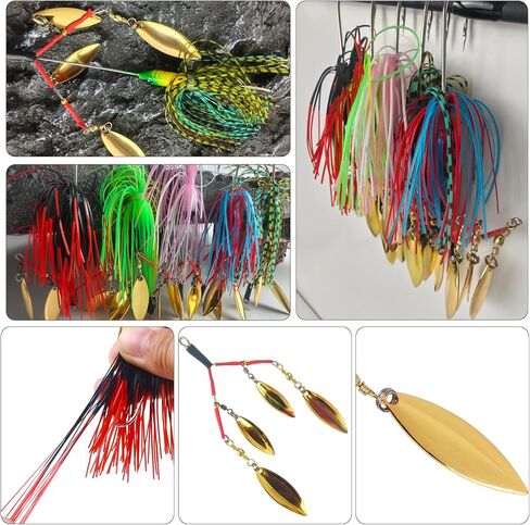 5Pcs Bass Spinner Baits, Spinner Baits for Bass Fishing Hard Metal Buzzbait High-Reflective Alabama Swimbait for Trout Salmon Pike in Kuwait