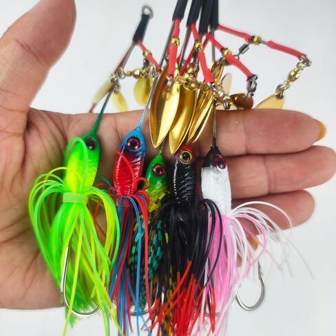 5Pcs Bass Spinner Baits, Spinner Baits for Bass Fishing Hard Metal Buzzbait High-Reflective Alabama Swimbait for Trout Salmon Pike in Kuwait