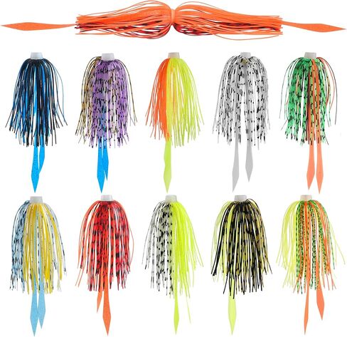 Silicone Jig Skirts Replacement 10pcs/20pcs Multi-Color DIY Fishing Lure Skirts for Spinnerbaits, Buzzbaits, Jig Spoons & Blade Baits in Kuwait