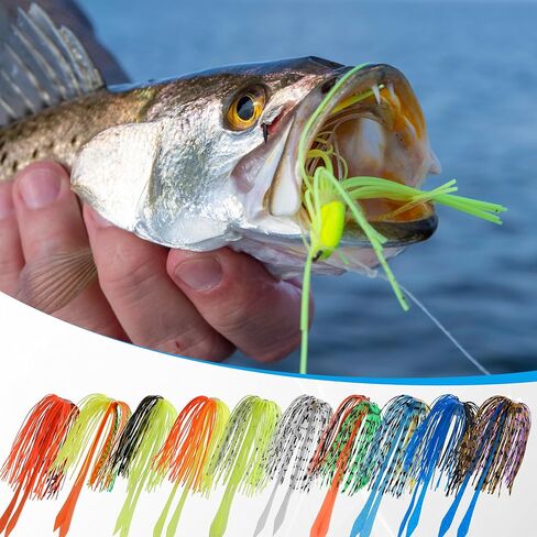 Silicone Jig Skirts Replacement 10pcs/20pcs Multi-Color DIY Fishing Lure Skirts for Spinnerbaits, Buzzbaits, Jig Spoons & Blade Baits in Kuwait
