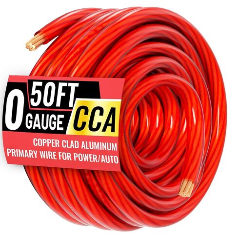 0 Gauge Wire (20FT Black + 20FT Red) Red Copper Clad Aluminum CCA Battery Cable, Primary Power/Ground Cable for Car Audio Speaker, RV Trailer, Amp, Marine, Solar Equipment, Translucent Jacket in Kuwait