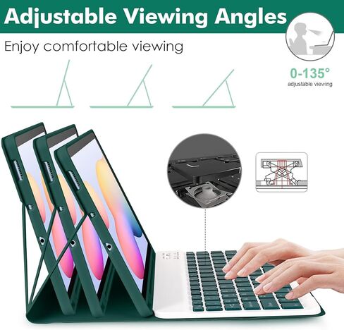 حافظة لوحة المفاتيح بإضاءة خلفية SOPPY لجهاز Samsung Galaxy Tab S6 Lite 10.4 بوصة 2024/2022/2020(SM-P620/P624/P610/P613/P615/P619)، قابلة لإعادة الشحن وقابلة للفصل لاسلكية S6 Lite، حافظة لوحة مفاتيح نحيفة، أخضر داكن in Kuwait