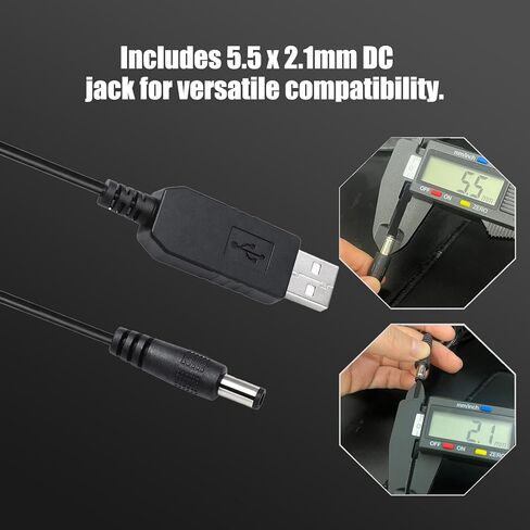 USB 5V to 12V Step Up Converter, DC 5V to 12V Power Supply Cable with DC Jack 5.5 x 2.1mm for Fan, Lamp, Keyboard, Router, Speaker, Max 1A Current, 3.3ft USB Cable in Kuwait