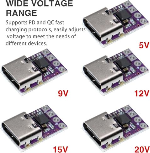 2 قطعة USB-C PD وحدة لوحة الزناد تدعم PD 2.0 3.0 إخراج DC 5V9V12V20V 100W مناسبة لشحن الكمبيوتر المحمول، بنوك الطاقة DIY، اختبار مصدر الطاقة in Kuwait