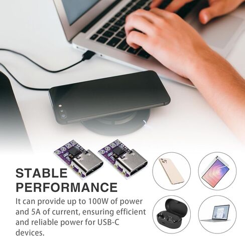 2 قطعة USB-C PD وحدة لوحة الزناد تدعم PD 2.0 3.0 إخراج DC 5V9V12V20V 100W مناسبة لشحن الكمبيوتر المحمول، بنوك الطاقة DIY، اختبار مصدر الطاقة in Kuwait