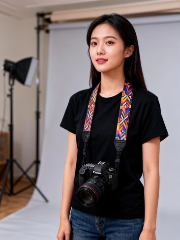Vintage Ethnic Style Camera Strap Adjustable Woven Shoulder Strap for DSLR Mirrorless Photography Outdoors in Kuwait