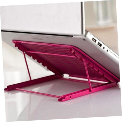 HOMSFOU Laptop Stand with Cooling Base Portable Folding Notebook Bracket for Comfortable Viewing Lightweight and Non-Slip Support for Use Pink in Kuwait