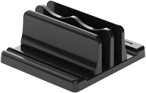 Vertical Laptop Stand Adjustable Dual Desktop Holder for Laptops Books and Magazines Space Saving Desk Organizer with Stable Base and Sleek Black Finish 6.29X5.90X2.36In in Kuwait