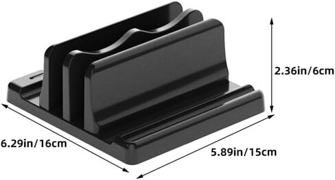 Vertical Laptop Stand Adjustable Dual Desktop Holder for Laptops Books and Magazines Space Saving Desk Organizer with Stable Base and Sleek Black Finish 6.29X5.90X2.36In in Kuwait