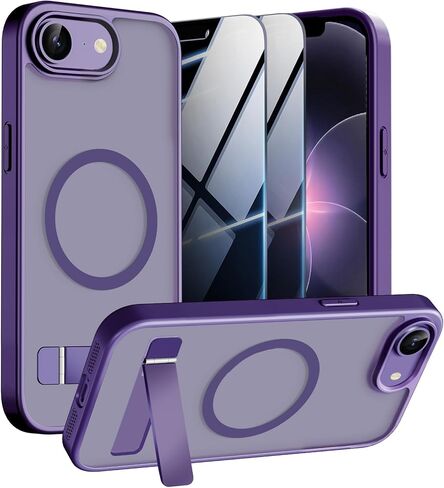 Magnetic Case for iPhone 17e/iPhone 16e with 2X Privacy Screen Protectors,iPhone 17 e/16 e Phone Case with Stand & Compatible with MagSafe,Shockproof Translucent Matte Protective Cover,Pink in Kuwait