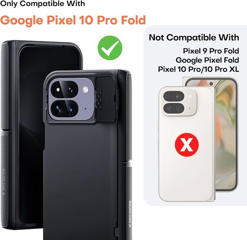 حافظة TONGATE المغناطيسية لهاتف Pixel 10 Pro Fold مع واقي شاشة للخصوصية، [متوافقة مع MagSafe] [مع غطاء الكاميرا وحماية المفصلات] حافظة متينة كاملة الجسم لهاتف Google 10 Pro Fold، أسود in Kuwait