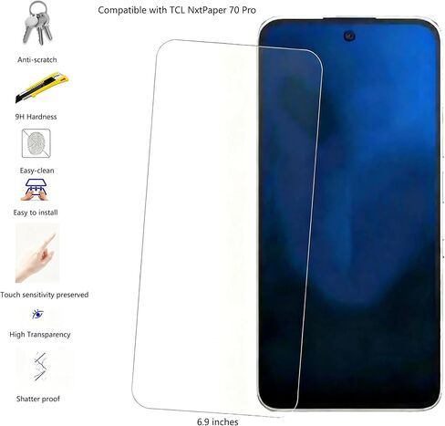 حافظة TCL Nxtpaper 70 Pro مع واقي شاشة [6.90 بوصة]، ممتص للصدمات مرن، غطاء TPU نحيف للغاية مضاد للخدش، أسود in Kuwait