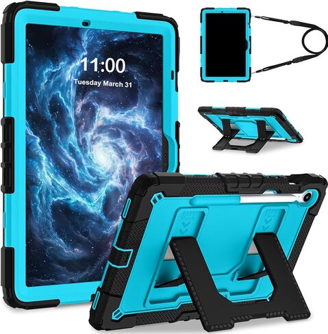 حافظة Scnioy لهاتف Samsung Galaxy Tab S10 Lite / S10 FE / S9 FE 5G 10.9 بوصة، S9 Tablet 11 بوصة، مع حامل قلم متعدد الزوايا ومسند وحزام حمل وغطاء متين لهاتف Galaxy Tab S10fe، أخضر داكن in Kuwait