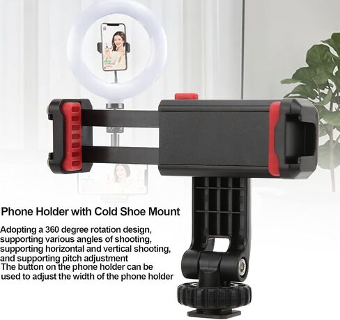 360° Rotation Cold Shoe Phone Bracket Mobile Cold Shoe Mount Phone Stand Adjustable Mobile Phones Cold Shoe Mount Clamp for Video Live Blogging Gear in Kuwait