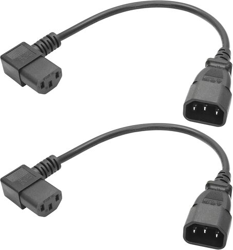 2 قطعة 90 درجة IEC 320 C13 إلى C14 سلك تمديد 1FT، الزاوية اليمنى C13 أنثى إلى C14 ذكر كابل محول قابس الطاقة، للشاشة، الكمبيوتر، التلفزيون، هيكل PDU، الطابعة إلخ. in Kuwait
