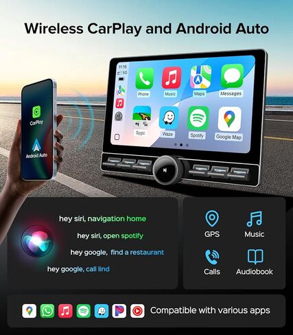ستيريو سيارة QLED مقاس 10 بوصات لسيارة Honda Civic 2013-2017 (الإصدار الأمريكي فقط) - CarPlay اللاسلكي وAndroid Auto، Android 13.0 مع زر مفتاح مقبض الصوت الفعلي، 5G WiFi، كاميرا احتياطية 1080P، التوصيل والتشغيل in Kuwait