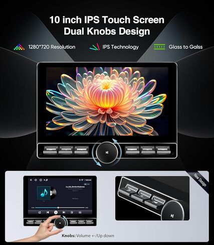 ستيريو سيارة QLED مقاس 10 بوصات لسيارة Honda Civic 2013-2017 (الإصدار الأمريكي فقط) - CarPlay اللاسلكي وAndroid Auto، Android 13.0 مع زر مفتاح مقبض الصوت الفعلي، 5G WiFi، كاميرا احتياطية 1080P، التوصيل والتشغيل in Kuwait