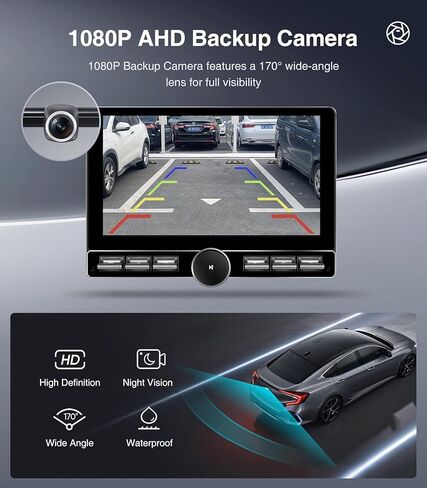 ستيريو سيارة QLED مقاس 10 بوصات لسيارة Honda Civic 2013-2017 (الإصدار الأمريكي فقط) - CarPlay اللاسلكي وAndroid Auto، Android 13.0 مع زر مفتاح مقبض الصوت الفعلي، 5G WiFi، كاميرا احتياطية 1080P، التوصيل والتشغيل in Kuwait