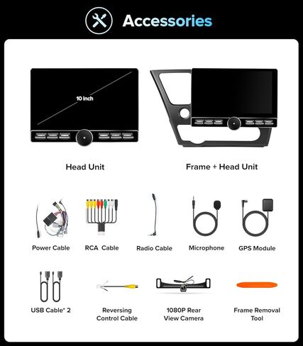 ستيريو سيارة QLED مقاس 10 بوصات لسيارة Honda Civic 2013-2017 (الإصدار الأمريكي فقط) - CarPlay اللاسلكي وAndroid Auto، Android 13.0 مع زر مفتاح مقبض الصوت الفعلي، 5G WiFi، كاميرا احتياطية 1080P، التوصيل والتشغيل in Kuwait