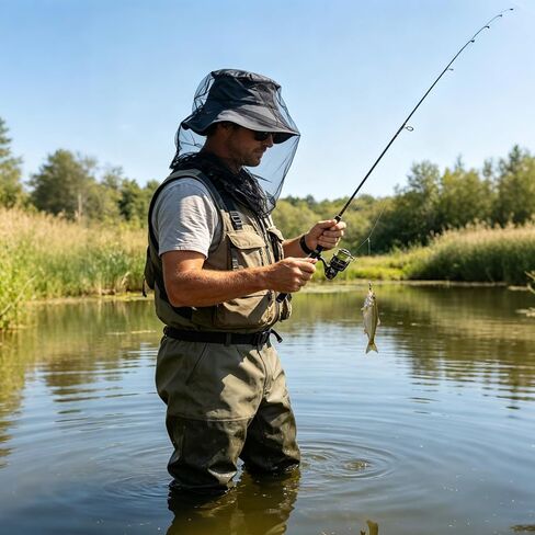 2 Pack Premium Mosquito Head Net for Insect, Fly & Bug Protection - Ultra Large & Long, Extra Fine Mesh for Camping, Hiking, Fishing, Gardening, Safari, Fits All Hats for Men & Women in Kuwait