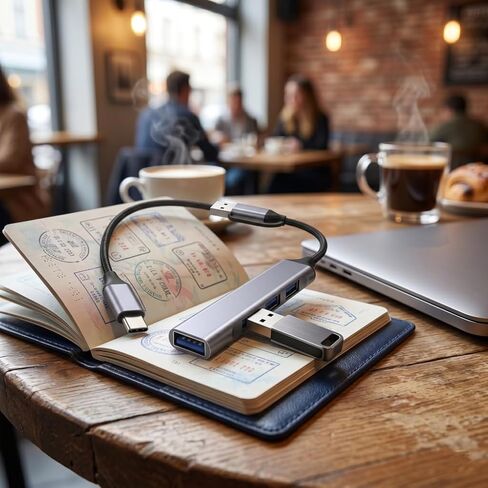 Syncpoint 4-Port USB C Hub with USB-A Adapter, 5Gbps Data Hub for Type C/USB-A Laptops, MacBook Pro/Air, PC and More in Kuwait