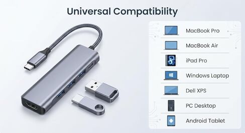 Syncpoint 4-Port USB C Hub with USB-A Adapter, 5Gbps Data Hub for Type C/USB-A Laptops, MacBook Pro/Air, PC and More in Kuwait