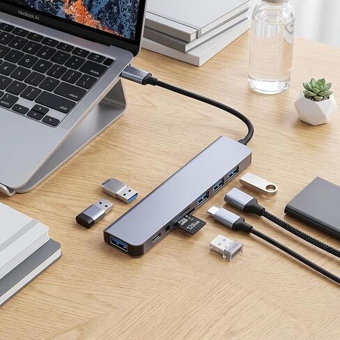 8-in-1 USB 3.0 Hub Dual Connector, Multiport USB Expansion Docking Station for Laptop, Type-C & USB Interface Splitter in Kuwait