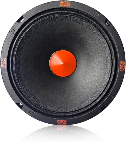 STX Audio 2X STX65PS زوج مكبرات صوت متوسطة المدى مقاس 6.5 بوصة، 4 أوم، 1000 واط بحد أقصى، 400 واط RMS، حساسية 95 ديسيبل، ملف صوتي 1.5 بوصة، مغناطيس فيريت 30 أونصة لصوت السيارة الاحترافي in Kuwait