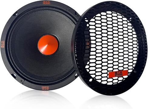 STX Audio 2X STX65PS زوج مكبرات صوت متوسطة المدى مقاس 6.5 بوصة، 4 أوم، 1000 واط بحد أقصى، 400 واط RMS، حساسية 95 ديسيبل، ملف صوتي 1.5 بوصة، مغناطيس فيريت 30 أونصة لصوت السيارة الاحترافي in Kuwait
