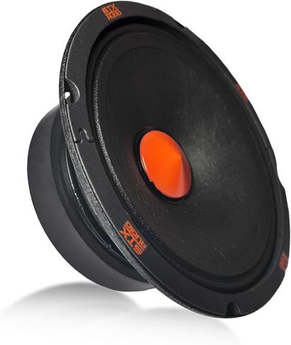 STX Audio 2X STX65PS زوج مكبرات صوت متوسطة المدى مقاس 6.5 بوصة، 4 أوم، 1000 واط بحد أقصى، 400 واط RMS، حساسية 95 ديسيبل، ملف صوتي 1.5 بوصة، مغناطيس فيريت 30 أونصة لصوت السيارة الاحترافي in Kuwait