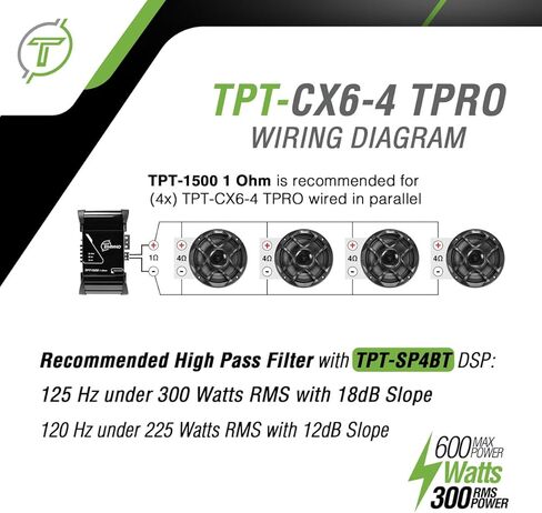 Timpano 6.5 Inch Car Coaxial Speaker 600 Watts Max TPT-CX6-4 TPRO, PRO Audio 2-Way 4 Ohm Premium Speaker, Grill Included - Great for Car Stereo Sound System (Single) in Kuwait