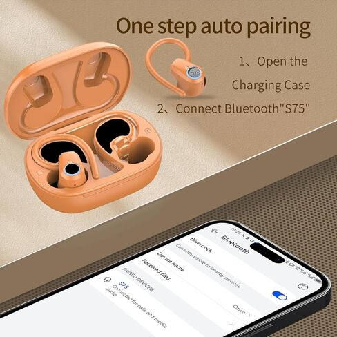 Wireless Earbuds, Headphones Sport Bluetooth 5.4, Over Ear Buds with ENC Noise Canceling Mic, Deep Bass Stereo Earphones with Hook, 50H Playback, LED Display Ear Buds for Workout Running, Deep Orange​ in Kuwait