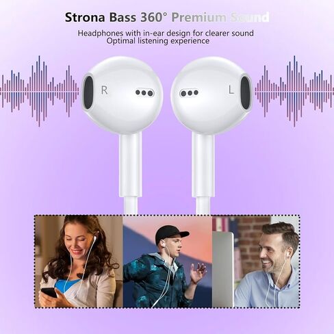 1Pack Wired Headphones for iPhone Earbuds/Earphones with Lightning Connector Built-in Remote to Control Music, Phone Calls & Volume Headsets Compatible with iPhone 14 13 12 11 Pro Max XS XR X 8 7 Plus in Kuwait