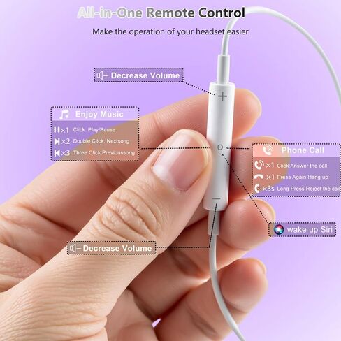 1Pack Wired Headphones for iPhone Earbuds/Earphones with Lightning Connector Built-in Remote to Control Music, Phone Calls & Volume Headsets Compatible with iPhone 14 13 12 11 Pro Max XS XR X 8 7 Plus in Kuwait