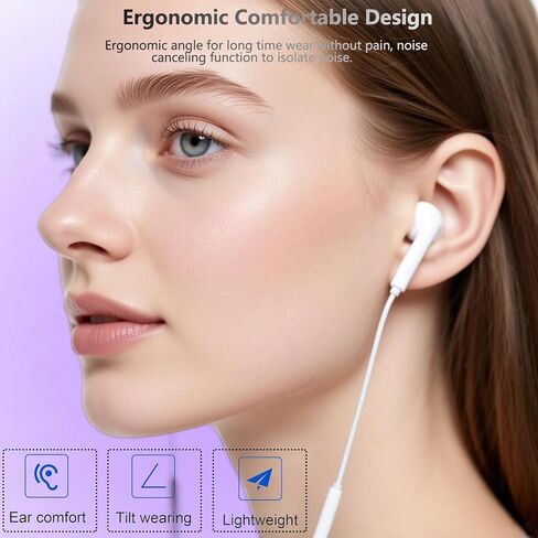 1Pack Wired Headphones for iPhone Earbuds/Earphones with Lightning Connector Built-in Remote to Control Music, Phone Calls & Volume Headsets Compatible with iPhone 14 13 12 11 Pro Max XS XR X 8 7 Plus in Kuwait