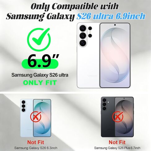 حافظة JAKPAK لهاتف Samsung Galaxy S26 Ultra، حافظة هاتف بمحفظة جلدية مقاس 6.9 بوصة مع حامل بطاقة وجيب بسحاب RFID وغطاء حقيبة يد ومحفظة حول الجسم لهاتف Galaxy S26 Ultra أسود in Kuwait