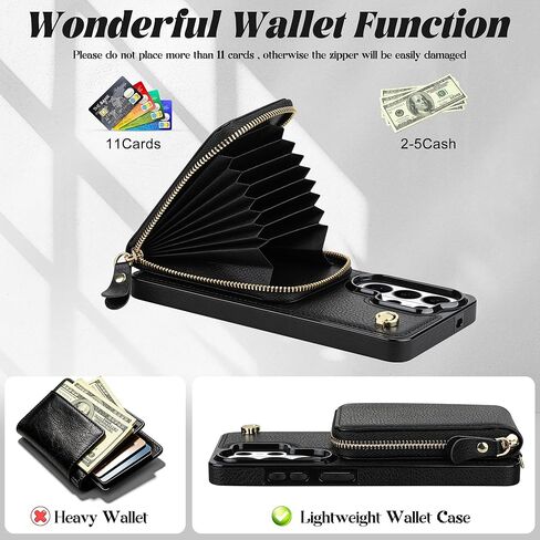 حافظة JAKPAK لهاتف Samsung Galaxy S26 Ultra، حافظة هاتف بمحفظة جلدية مقاس 6.9 بوصة مع حامل بطاقة وجيب بسحاب RFID وغطاء حقيبة يد ومحفظة حول الجسم لهاتف Galaxy S26 Ultra أسود in Kuwait