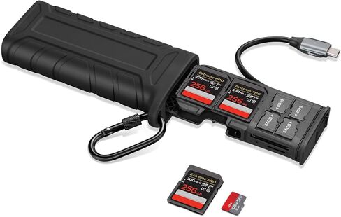محول قارئ بطاقات SD عالي السرعة 2 في 1، USB 3.2، UHS-Ⅱ، نوع C، SD 4.0/Micro SD/TF/Nano وقارئ بطاقات وحامل للكاميرات والهواتف الذكية والطائرات بدون طيار وكاميرات الحركة in Kuwait